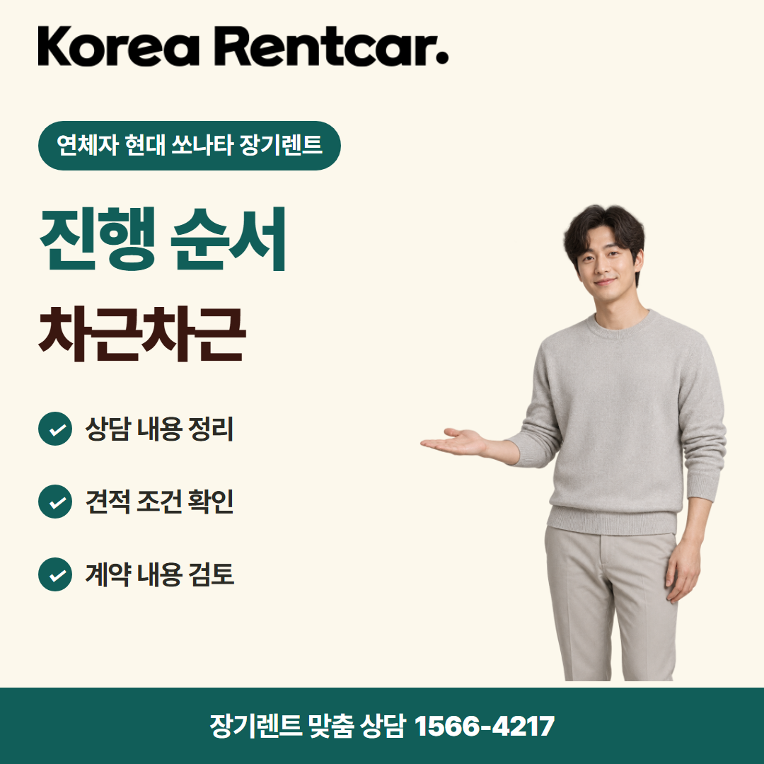 연체자 현대 쏘나타 장기렌트 · 이용 절차 카드뉴스